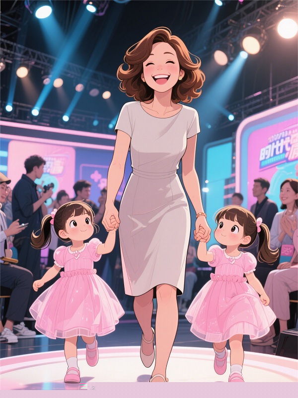  丁克二十五年，妻子带双胞胎女儿上综艺 